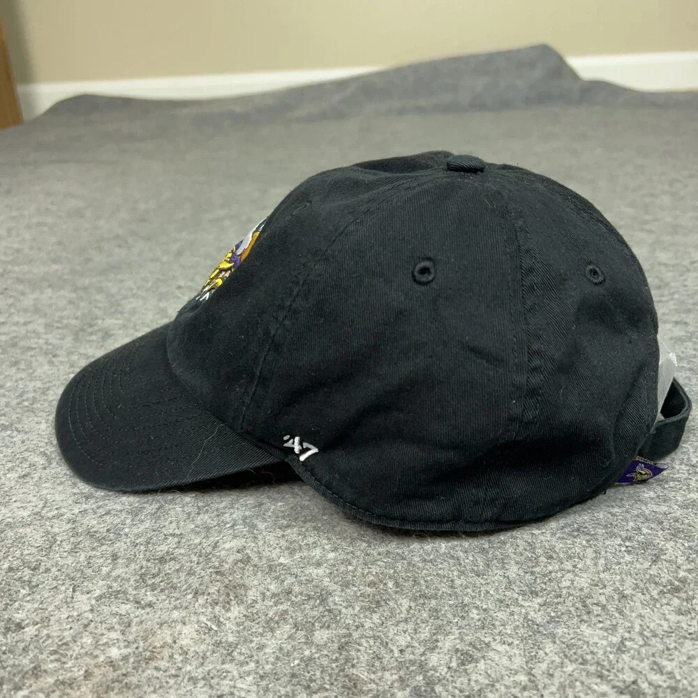 Minnesota Vikings Hat Cap Strap Back Black NFL Football Mens One Size‎ 47 OSFA